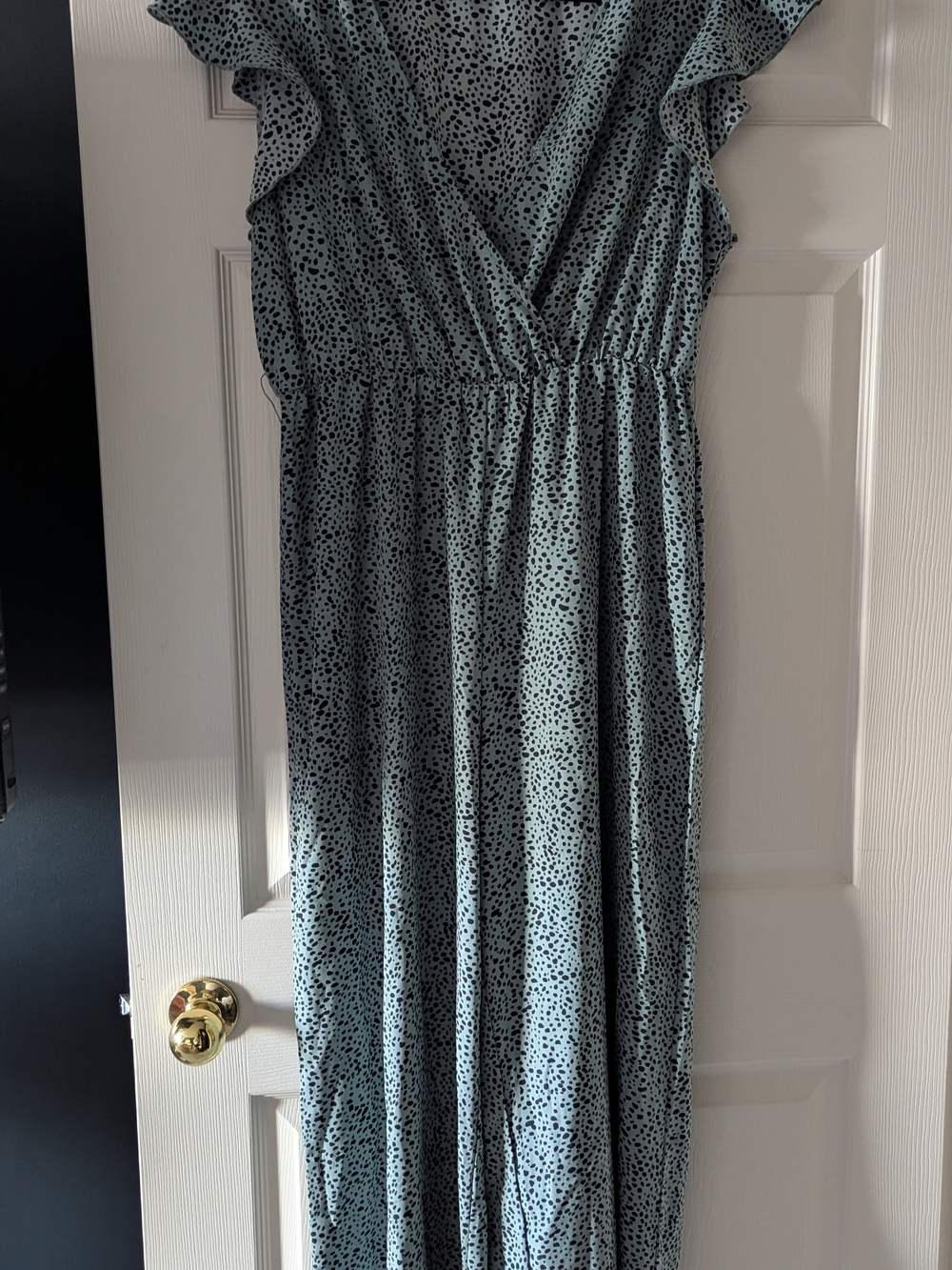 Flutter Sleeve Mint Green Polka Dot Jumpsuit